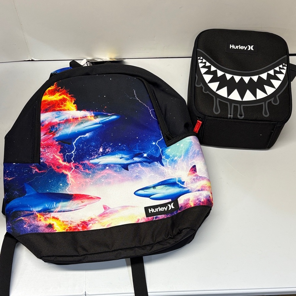 Hurley Cosmic Shark Backpack and Lunch Bag